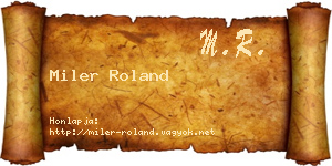 Miler Roland névjegykártya